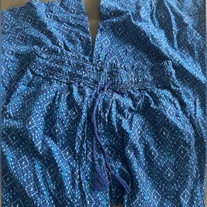 Blue Patterned Boho Pants